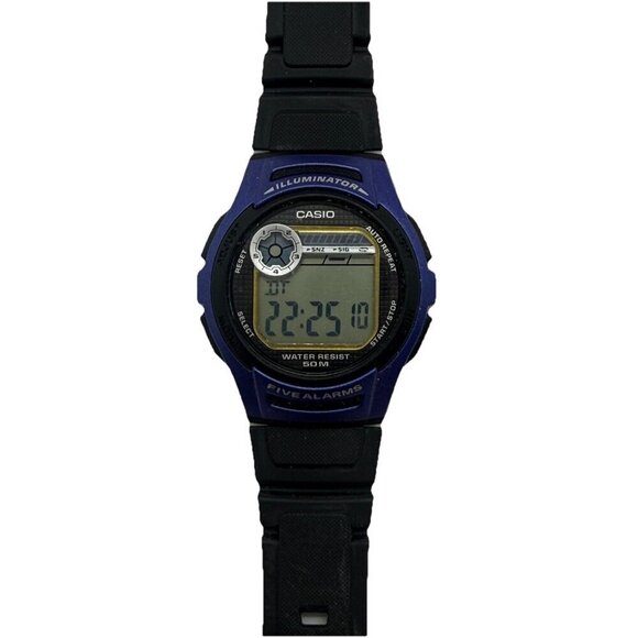 Casio Illuminator Watch Men's 40mm Black Blue Digital 3237 W-213 Five Alarms - Picture 1 of 7